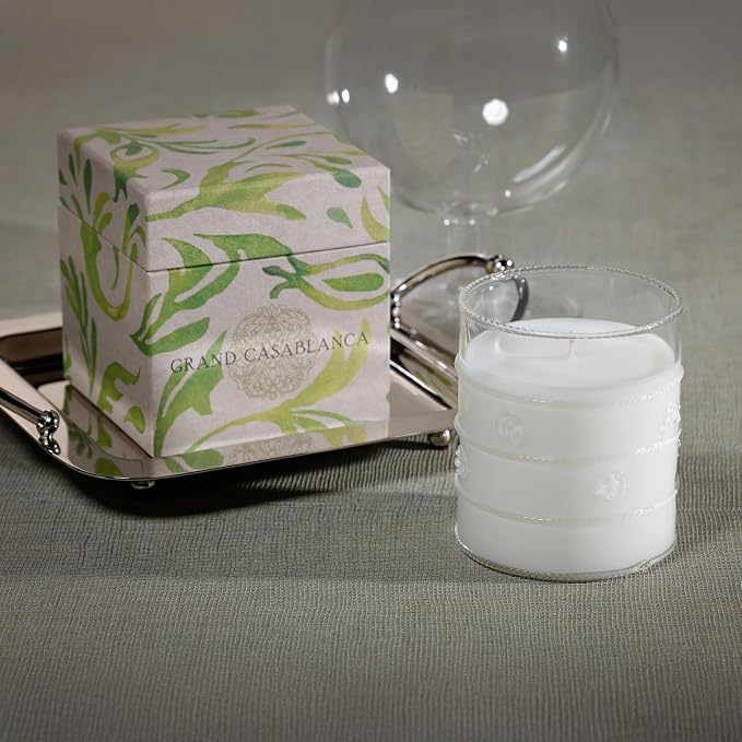 Zodax Grand Casablanca Glass Jar Scented Candle for Home Decor - Single-Wick Candle Ideal for Kitchen and Bathroom - Makes a Great Gift for Women and Men - Water Lotus - 12 Oz.