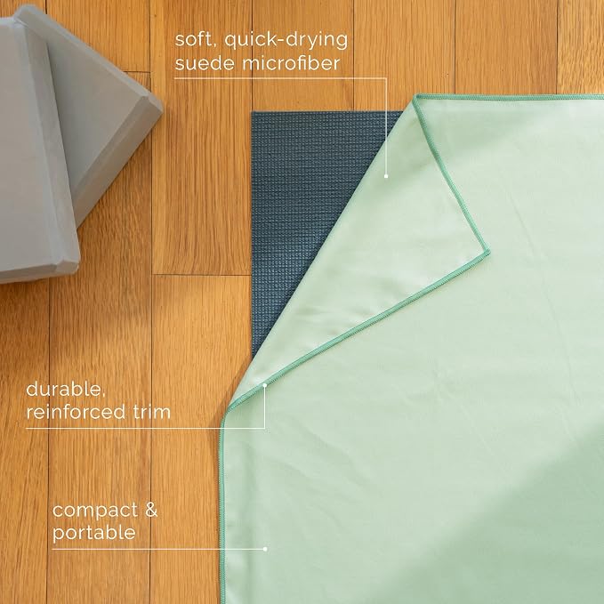 S&T INC. Aura Yoga Mat Towel, Quick Dry Towel, Soft and Absorbent for Gym, Pilates, and Hot Yoga Mat, 2 Pack, 26.5 inches x 72 inches, Microfiber, Sage Green