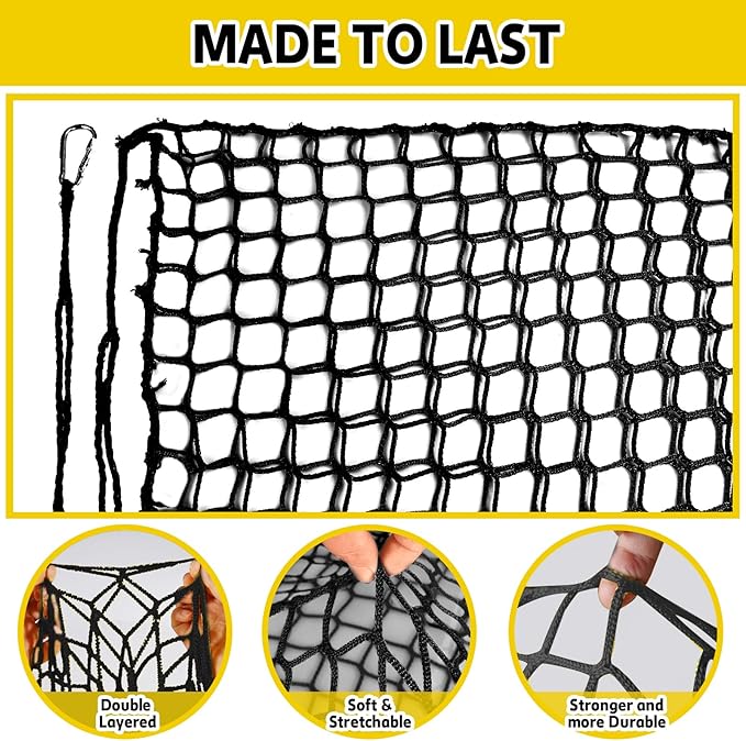 Climbing Net for Kids - 14.8FT x 9.9FT Double Layers Heavy Duty Playground Safety Net, Climbing Cargo Net for Tree House Tree Fort, Back Yard, Jungle Gyms, Monkey Bar Security Mesh（Black）