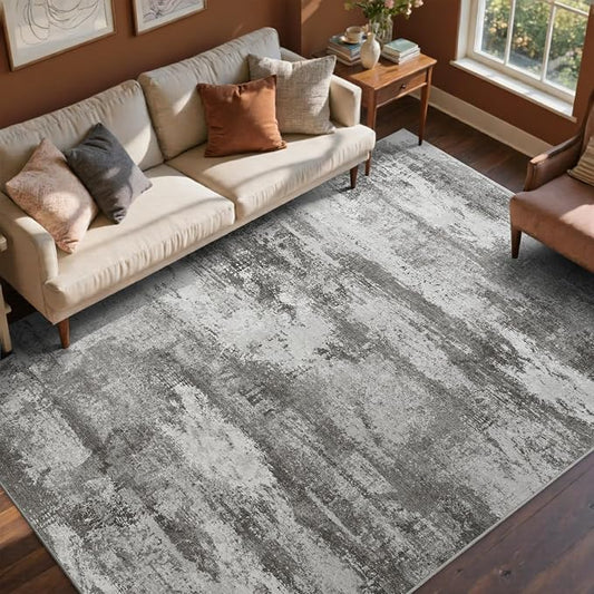5x7 Ft Abstract Area Rugs for Living Room, Soft Non-Slip Modern Washable Rugs Print Pattern Carpet for Bedroom Indoor Floor Nursery Home Decor (Grey)