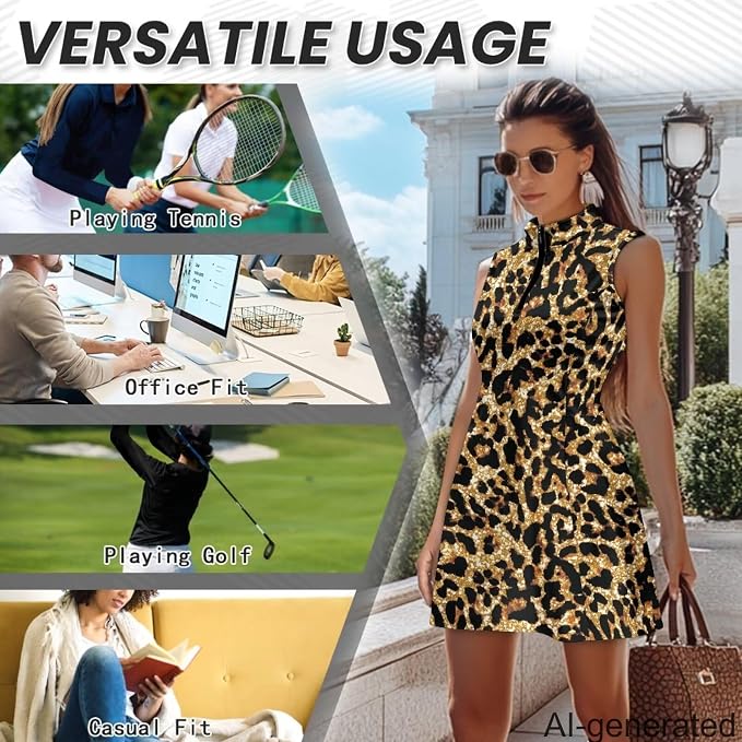 Golf Dress Tennis Dresses for Women with Built in Shorts and Pockets Sleeveless Athletic Dress Workout Dress