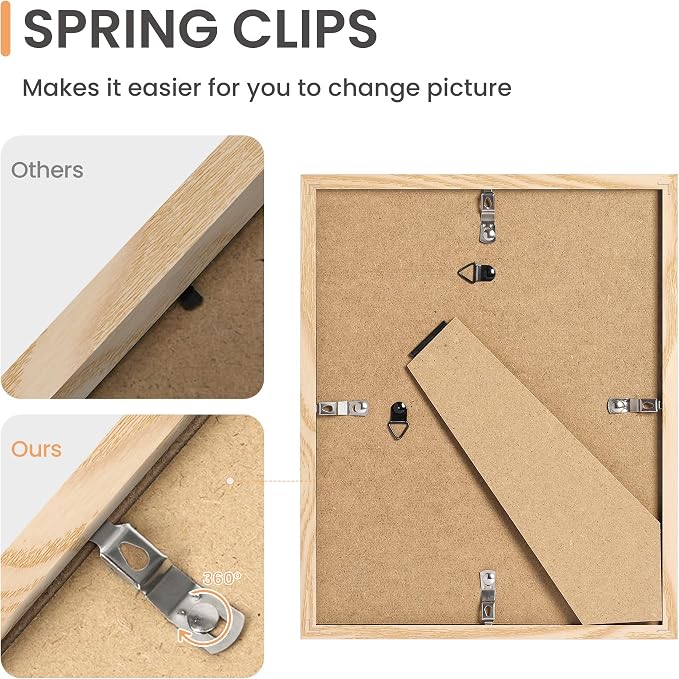 upsimples 10 Pack Picture Frames Collage Wall Decor for Mounting or Tabletop Display, Photo Gallery Frame Set for Family, Multi Sizes Including 8x10, 5x7, 4x6, Natural | Multi Picture Frames Collage Wall Decor, Gallery Wall Frame Set, Gift For Christma...