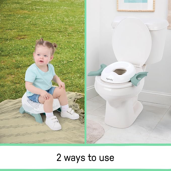 Ingenuity My Travel Potty, 2-in-1 Baby and Toddler Portable Potty Seat & Potty Ring, Lightweight Foldable, Includes Travel Bag & 3 Disposable Liners, Neutral