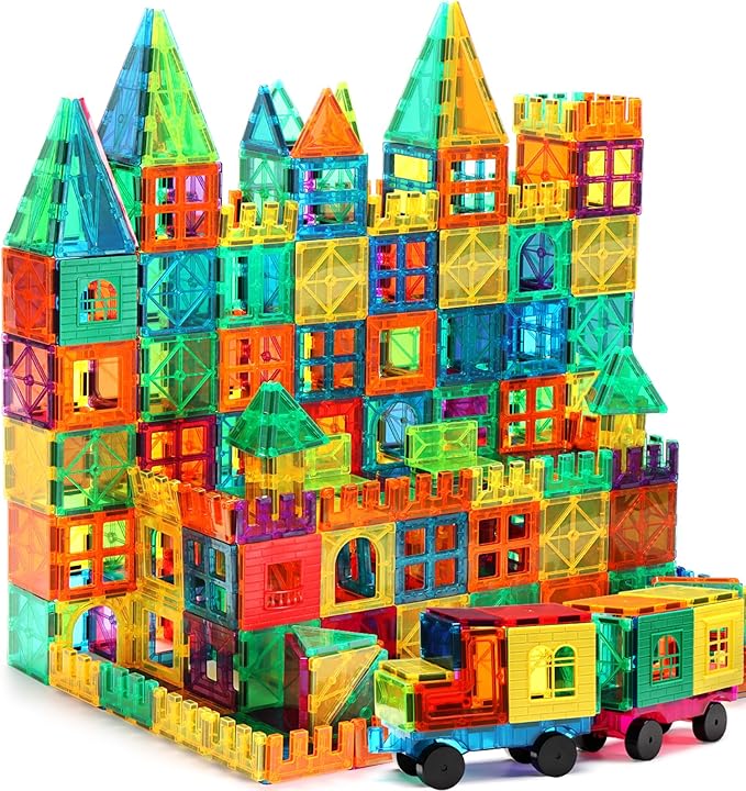 FNJO Magnetic Tiles, 100PCS Building Blocks, STEM Magnets Building Toy Set, Preschool Kindergarten Construction Stacking Toy, School Teacher Supplies, Classroom Must Haves