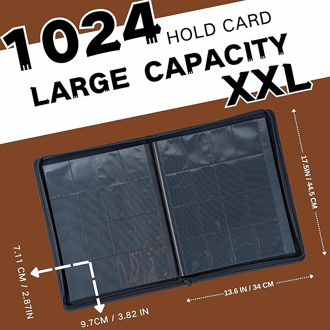 1000+ Pockets Trading Card Binder, 16-Pocket Card Ablum Compatible with MTG,Sports Cards & Other Standard Size Trading Cards (Hight Green)