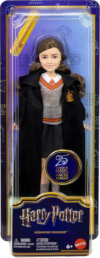 Mattel Harry Potter Toys, Hermione Granger Fashion Doll in Removable Signature Hogwarts Uniform with Wand Accessory, Inspired by The Movie