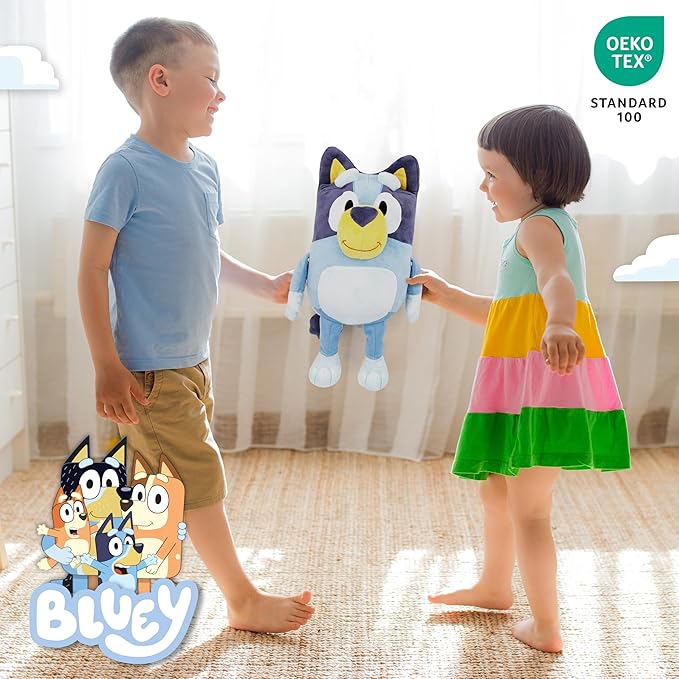 Jay Franco Bluey Plush Pillow Buddy - Super Stuffed Soft Character Pillow - Polyester Microfiber, 19 Inches