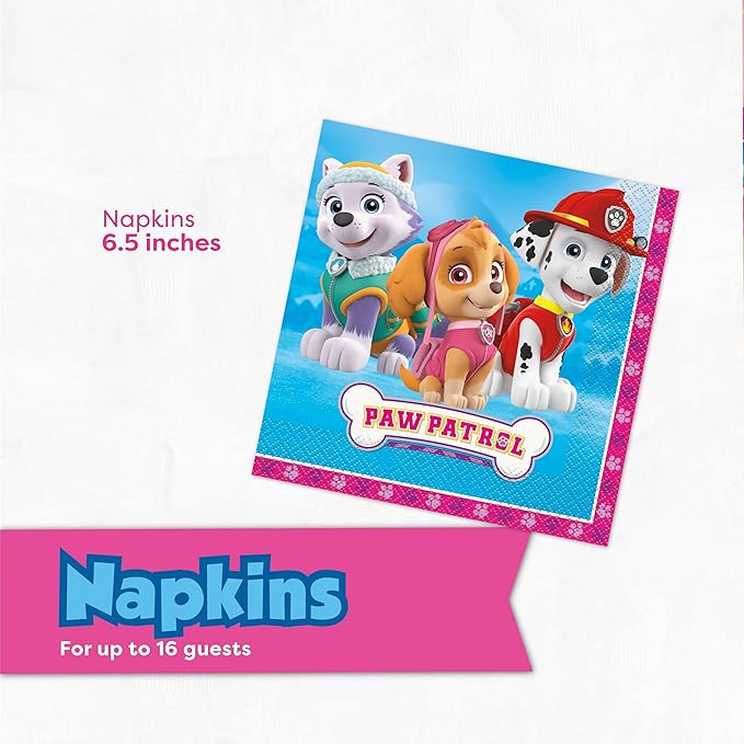 Skye Paw Patrol Birthday Decorations | Skye Paw Patrol Plates and Napkins for Party | Serves 16 Guests | Officially Licensed