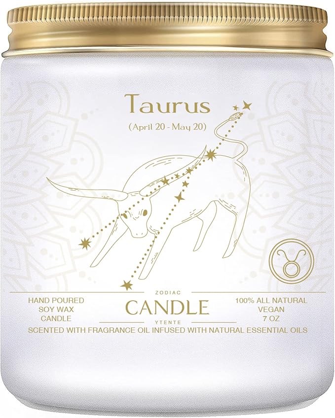 Candle, Soy Wax, Scented, Zodiac - Taurus, Birthday Gift for Women