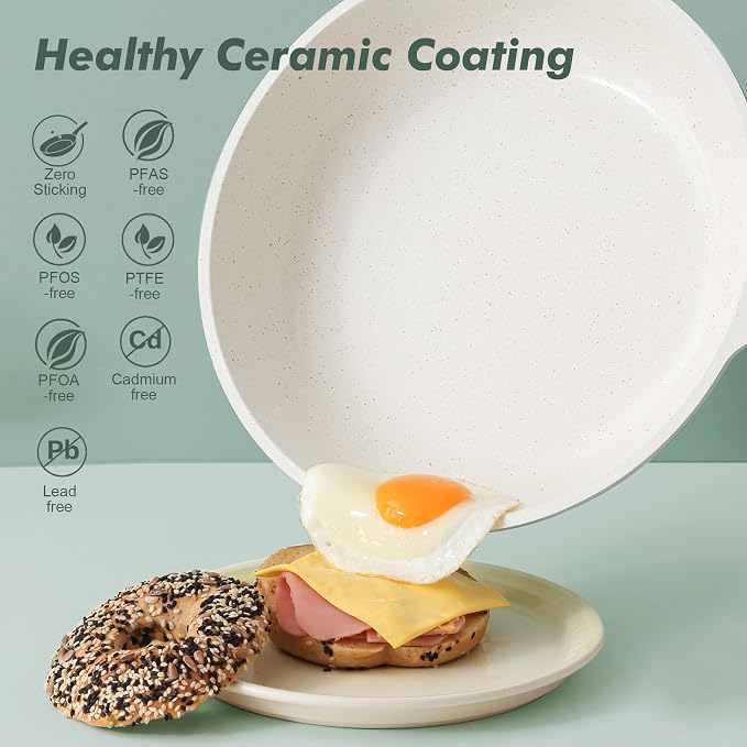 SENSARTE Nonstick Ceramic Frying Pan 11-Inch, Healthy Non Toxic Skillet, Induction Compatible Omelet Pan with Heat Resistant Handle, PFAS-Free, Mint Green