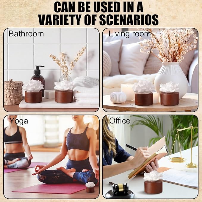 2 Pcs Ceramic Jasmine Diffuser Flower Passive Essential Oil Diffuser Flower Ceramic Aromatherapy Non Electric Battery for Home Office Tabletops Bathroom Decorative Birthday Ideal Gifts