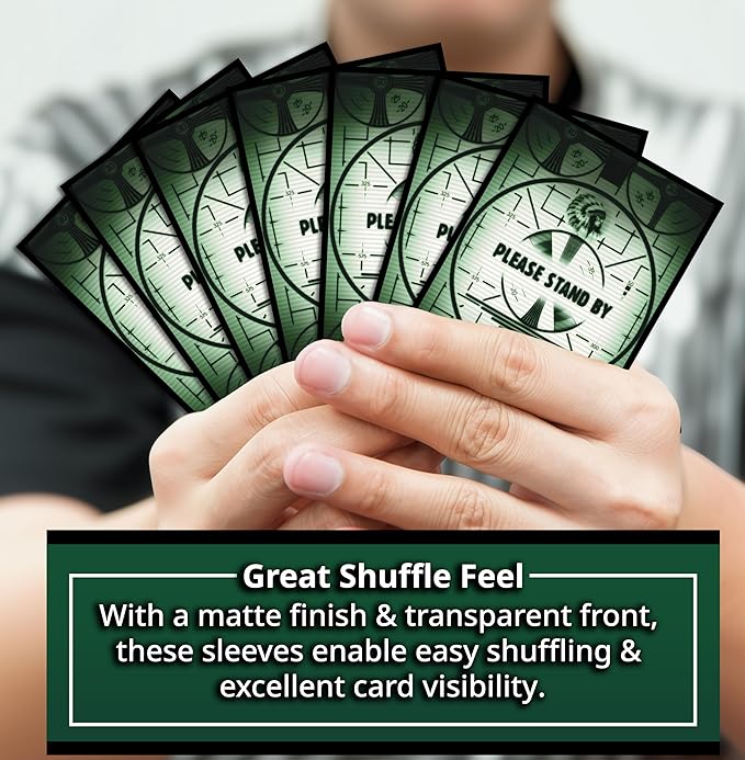 Please Stand by Card Sleeves - 100 Pack for MTG, Magic The Gathering, TCG Decks & More, Standard Size Card Sleeves for Trading Card Protection - Ideal for MTG Commander & Fallout Decks