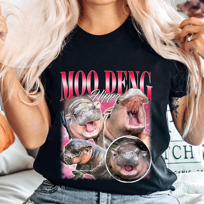 YOUNG GREEN Moo Deng Sweatshirt Moo Deng Bouncy Pig T-Shirt The Cute Baby Hippo Sweatshirt Gift For Moo Deng Lovers