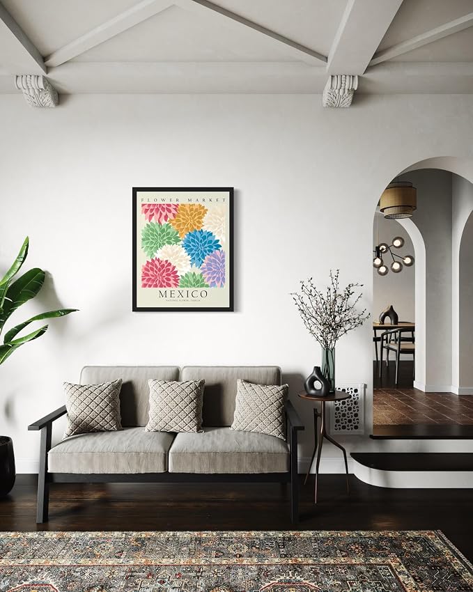 Mexico, Dahlia Unframed Art Print Poster, Flower Market Wall Art, Floral Artwork Decor for Bedroom, Kitchen, Bathroom, Livingroom Decoration 52 (Mexico, Dahlia, 36"L x 24"W, Unframed)