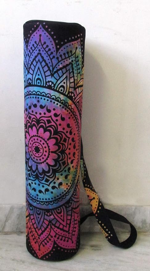 INDIAN CRAFT CASTLE ICC Yoga Mat Bag Carrier Full-Zip Exercise Yoga Mat Carry Bag for Women Men with Multi-Functional Storage Pockets and Adjustable Shoulder Strap 26X6 Inches