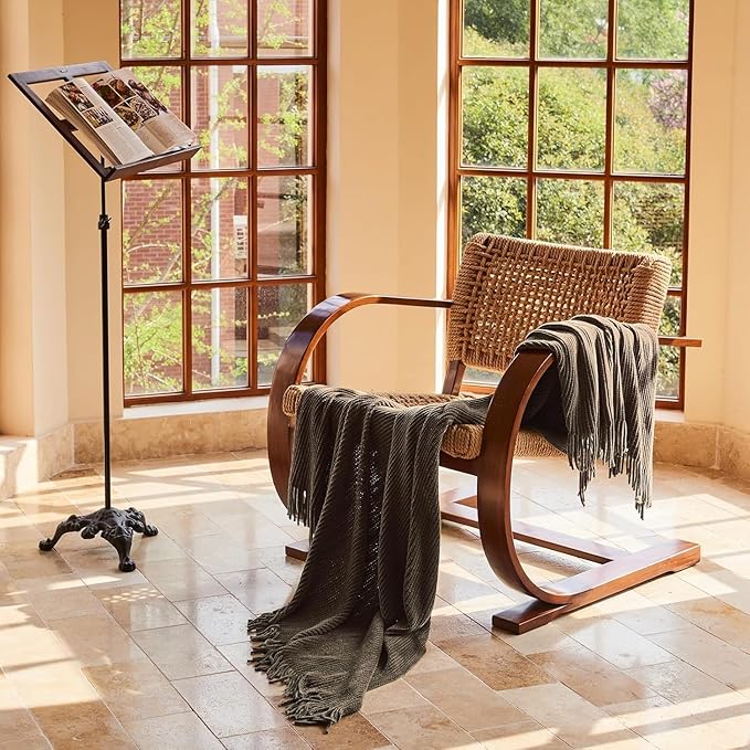 lifein Throw Blanket for Couch, Soft Boho Decor Bed Throw,Cozy Brown Knitted Chenille Small Farmhouse Lightweight Throw (Brown,60 * 80")