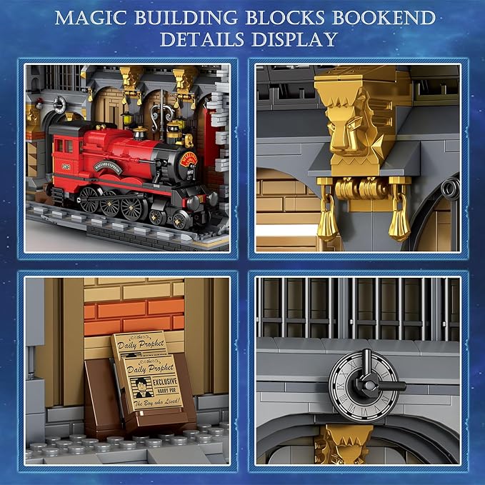Magic Train Booknook Building Set with Lights, Creative Bookends Building Kit 66031, Bookshelf Home Decor, 2795 PCS Book Nook Model Toy Kit, Gift for Teens 14+ and Adults