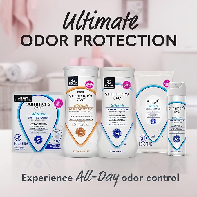 Summer's Eve Ultimate Odor Protection Feminine Wash with Shea Butter - Up to 24 Hour Vaginal Odor Control, pH Balanced Formula, Clinically & Gynecologist Tested Intimate Body Wash - 15 Fl Oz