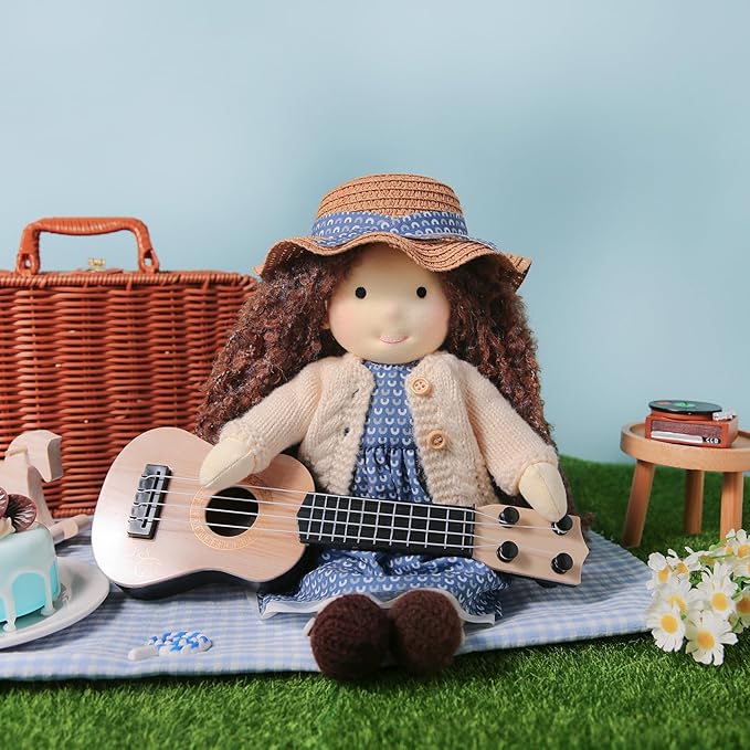 Handmade Waldorf Soft Girl Rag Doll Basia 12" - Ideal First Plush Doll for Babies & Toddlers