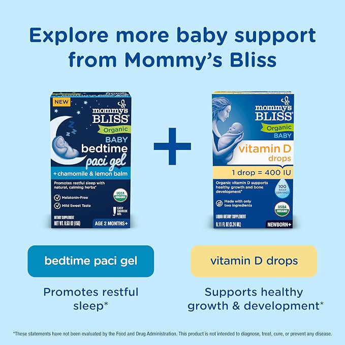 Mommy's Bliss Organic Gripe Water Pacifier Gel for Newborns, Infant Gas, Colic & Fussiness*, Age 2 Weeks +, 0.53 Oz (45 Servings)