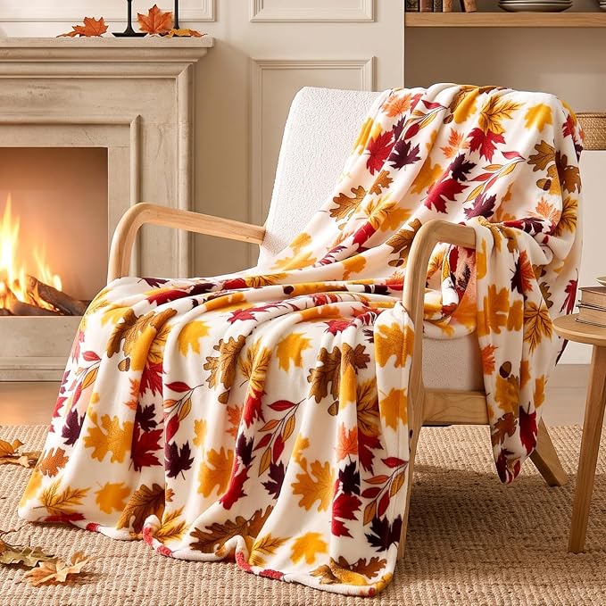 BEDELITE Fleece Blanket Soft Fall Throw for Couch Autumn Leaves 50"x60" | Ultra Soft Fleece, Plush Microfiber, Lightweight Warmth, Thanksgiving Gift, Fall Home Decor, Machine Washable, Couch Sofa Bed