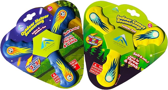 Comet and Meteor Boomerang 2 Pack - Comes with One Outdoor Meteor and One Indoor Comet Boomerang