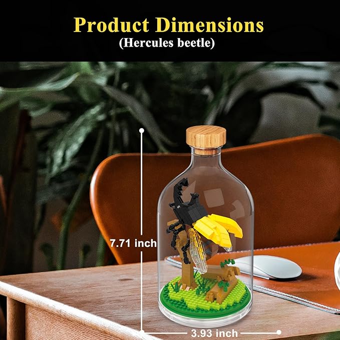 Creative Insect Friend Set,Adults Mini Animals Building Set,Party Favors Gift for Kids,Nature Lovers Office Home Decor Mini Bugs Building Block,New Year Birthday Gift for Boys Girls(Beetle)