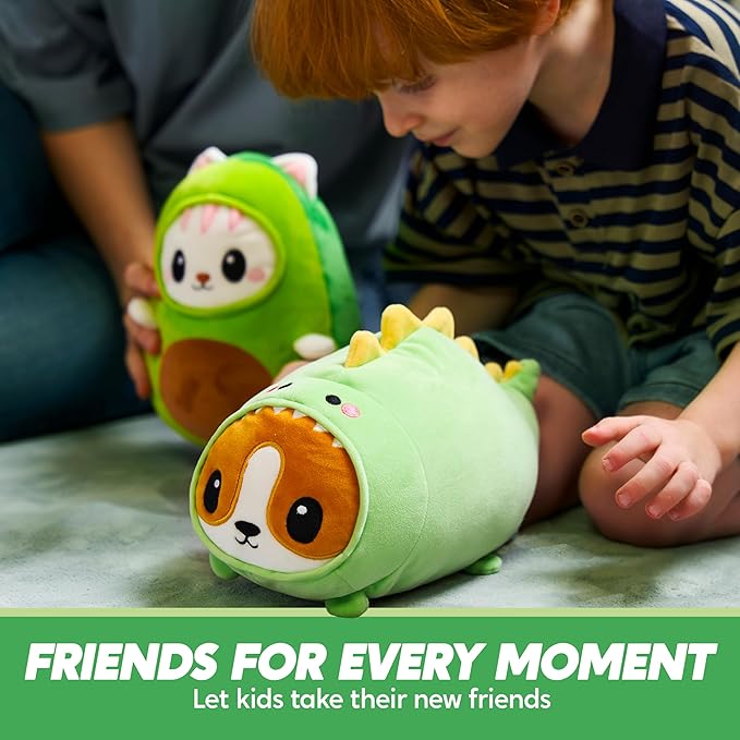JOYIN Stuffed Animal, Kawaii Dinosaur Plush Toy, 11" Soft Plushie with Corgi Face, Cute Pillow for Kids and Adults, Birthday Surprise Gift for Boys and Girls, Gifts for Christmas