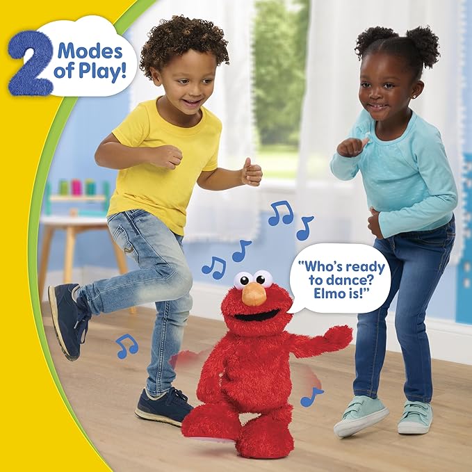 Just Play Sesame Street Hokey Pokey Elmo 14” Interactive Plush Toy, Sings, Dances & Plays Music, Bilingual Stuffed Animal for Pretend Play, Soft & Huggable, Ages 18 Months and Up