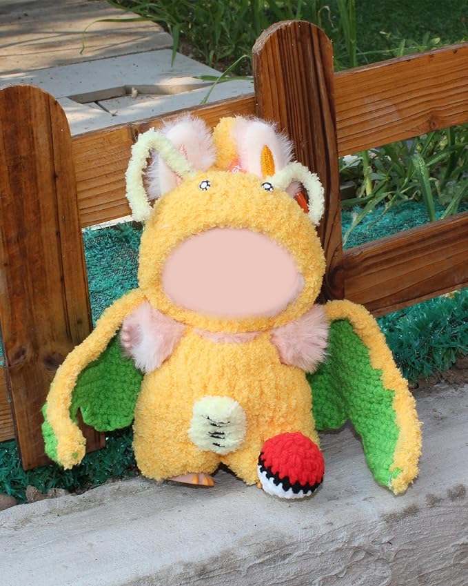 Hand-Crocheted Doll Clothes Set for 17cm Dolls - Original Cute Outfit, Handmade Crochet Accessories, Kawaii Animal Style Collectibles (Dreamy Dragon)