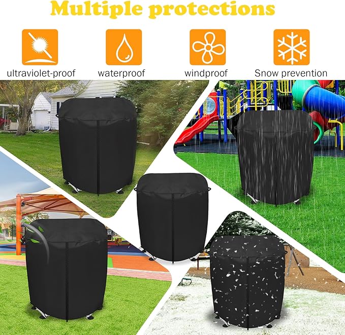 Trampoline Cover for 60" Kids Trampoline 100% Waterproof Kids Trampolines Cover Round Heavy Duty 600D Oxford cloth UV resistant Windproof Outdoor Toddler Trampoline Winter Protect Covers (Black）