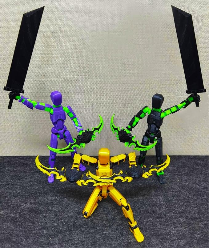 (Assembly Completed) t13 Action Figure,3D Printed Lucky 13 Action Figure, Gift for Collectors Desktop Decorations, Dummy 13 Set, Gold Black