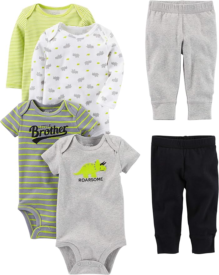 Simple Joys by Carter's Baby 6-piece Bodysuits (Short and Long Sleeve) and Pants Set