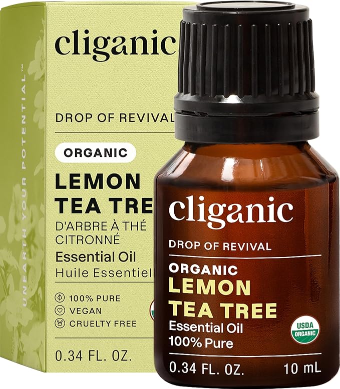 Cliganic Organic Lemon Tea Tree Essential Oil, 100% Pure Natural for Aromatherapy | Non-GMO Verified