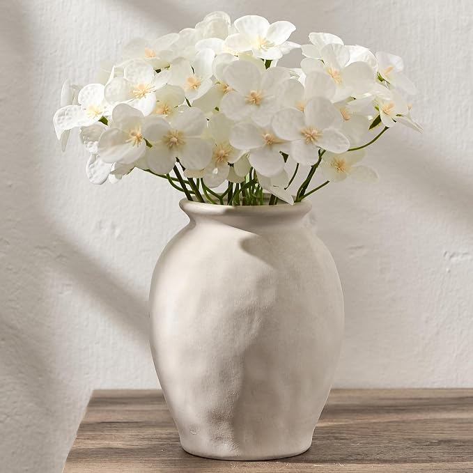 5.94" Ceramic Vase for Home Decor, Decorative Terracotta Farmhouse Rustic Vases for Living Room Kitchen Bedroom Bathroom Entryway Mantel Table, Pottery Vases for Pampas Grass Fresh Dried Flowers