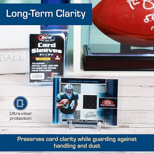 BCW Thick Card Sleeves - 100 Pack | Crystal Clear Polypropylene Protective Sleeves for Collectible Cards | Card Protector Sleeves Holds Trading Cards Up to 240pt | Fits Thick-Card Topload Holders