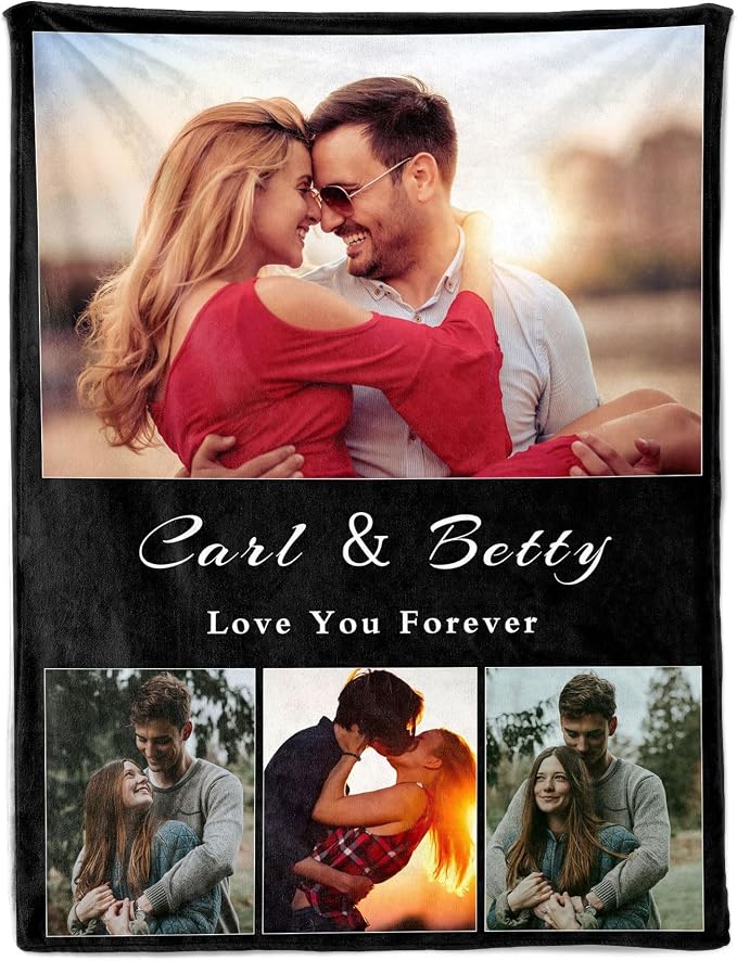 Custom Blanket with Picture Customized Boyfriend Girlfriend Couple Gifts Customized Photos Blankets Personalized I Love You Christmas Valentines Day Birthday Gifts for Men Women Wife Husband