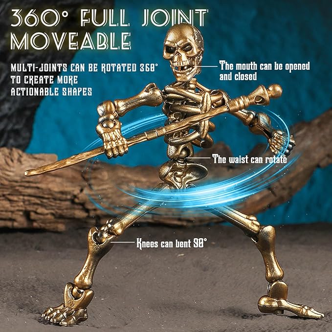 6 Pack T13 Action Figures Set—Halloween Skeleton Action Figure Titan 13/Dummy 13/Lucky 13, DIY Multi-Jointed Movable Mini Skeleton Toy Halloween Miniatures Gift Decor