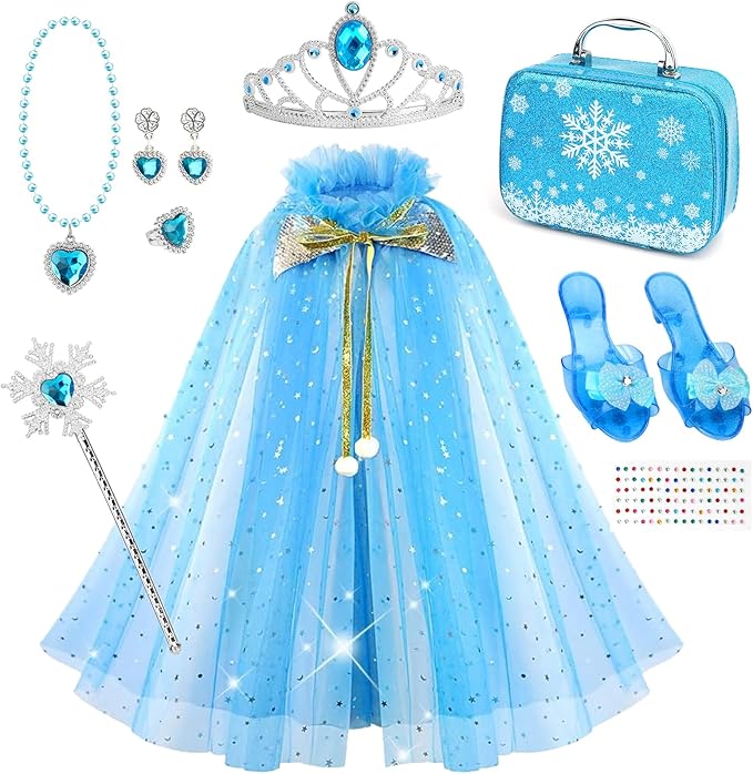 Heaning Princess Dress Up for Girls Costumes Accessories with Cape Christmas Birthday Gift Toys for 3-6 Year old Girl