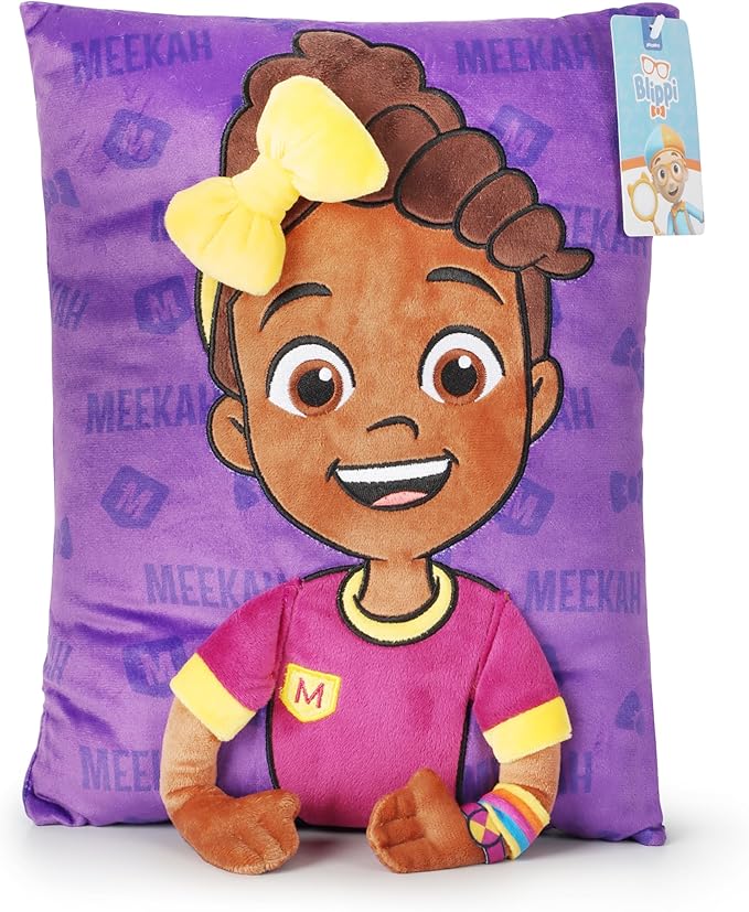 Jay Franco Snuggle Pillow – 15 Inch Kids Ultra-Soft Stuffed Plushie & Cozy Throw Pillow, Official Licensed Character Cushion, Purple - Meekah