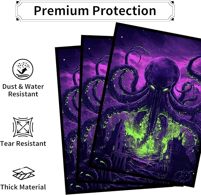 MTG Card Sleeves, Ultra Clear Front & Matte Finish Back, 100 Count Standard Size Matte Art Sleeve for Magic The Gathering (Cthulhu)