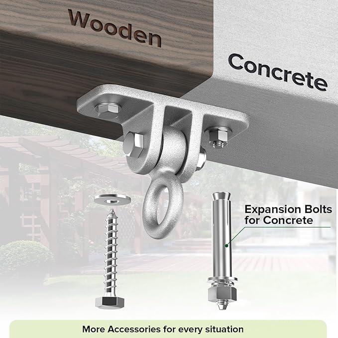 Highpro Swing Hangers for Wooden Sets Pack of 4 Heavy Duty Swingset Hardware with Locking Hooks for Porch, Patio, Playground Indoor/Outdoor, Silver