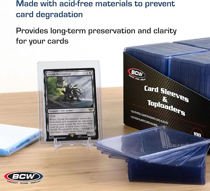 BCW Card Sleeves and Toploaders for Card Combo - 200 Count | Top Loaders and Acid-Free Penny Sleeves | Great for Football, Magic: The Gathering, Pokémon, and Baseball Card Protectors