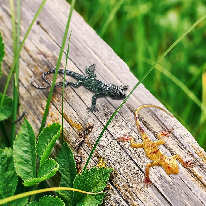 Gejoy 24 Piece Plastic Lizards for Kids Colorful Plastic Artificial Lizard Toys Action Figure Educational Toys for Kids Adults Gifts, 12 Designs
