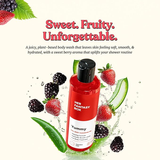 Her Fantasy Box Yummy | Body Wash - Indulgent, Luxurious Body Wash for Deep Cleansing, Moisturizing, and Nourishing Skin - Refreshing Scent for All Skin Types - 8 oz Shelf Life of 500 Days.