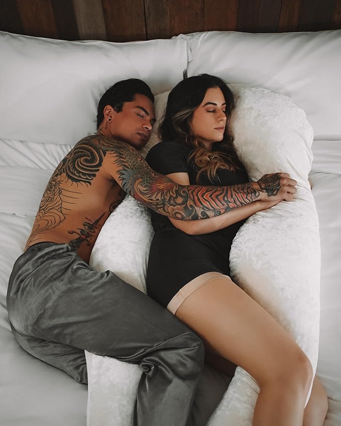 YANA Body Pillow | Luxury Body & Pregnancy Pillow - Organic Bamboo Cotton - Natural Latex Fill - Ergonomic Design - Double Sided - Washable (Latex)