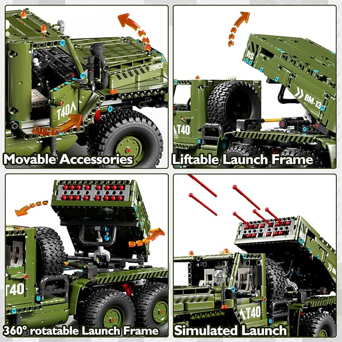 JMBricklayer Rocket Artillery Building Set, Adults WW2 Military Tank Model Toy Construction Set, Army Vehicle Collectible Home Display, Gifts for Boys Teens Adults 61507