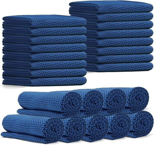24 Pack Cooling Towels Bulk for Neck and Face 40"x12" Ice Cooling Sweat Rags Microfiber Soft Breathable Soft Chilly Towel for Yoga Golf Sport Running