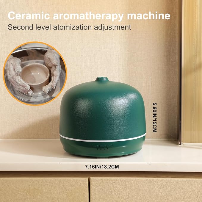 Ceramic Essential Oil Diffusers for Home Large Room, 500ml Aromatherapy Scent Air Diffuser Bedroom Ultrasonic Aroma Defusers with Timed -Orange
