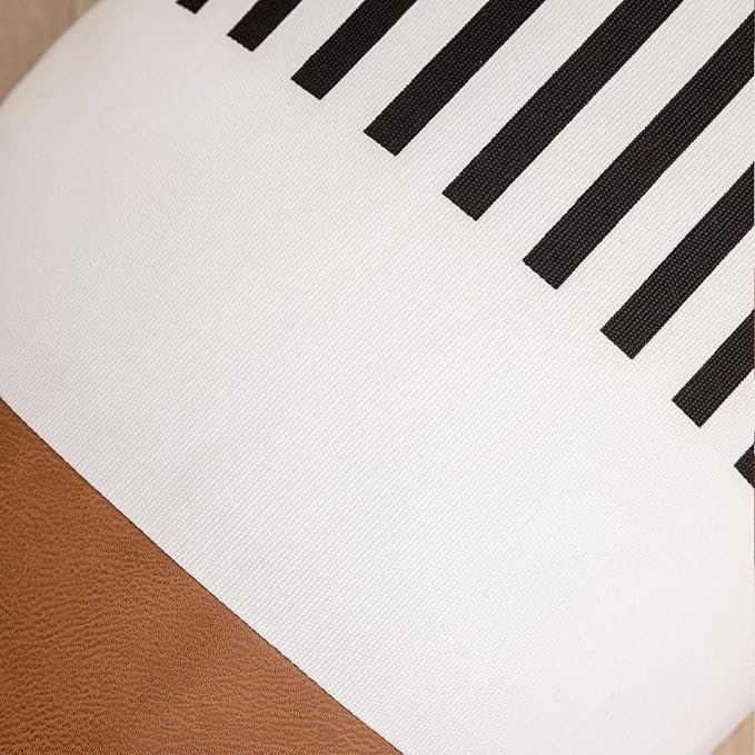 Long Body Lumbar Decorative Pillow Cover 14x36 Rectangle Boho Accent Cushion Case for Bed Couch Bench Faux Leather Pillowcase, Black (Cover ONLY, Pack of 1)